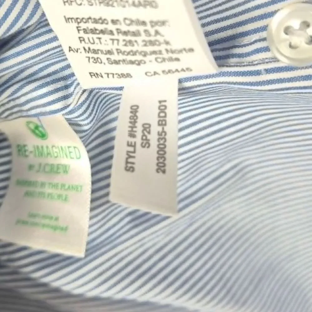 J.Crew Ludlow Slim Fit Dress Shirt 15.5 33 Blue White Stripe Cotton Preppy